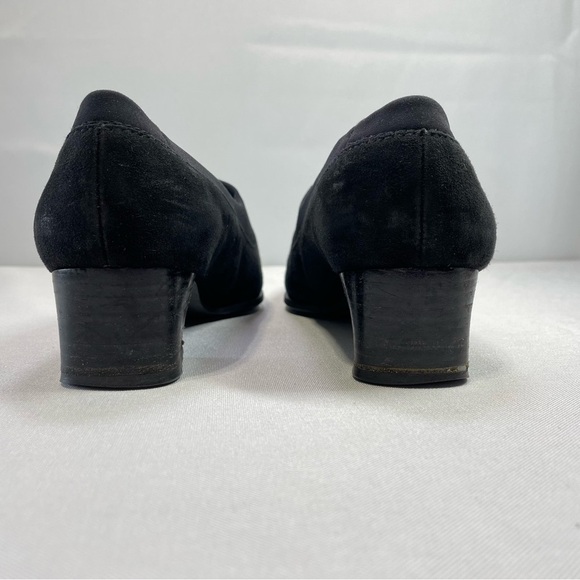 Stuart Weitzman Women’s Black Suede Shoes Size 6B Slip On Block Heel Square Toe - Picture 3 of 16